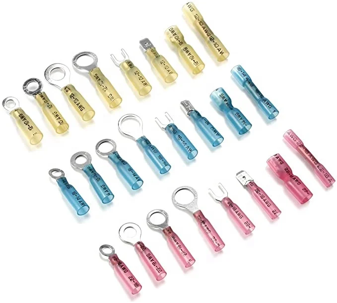 240PCS Heat Shrink Wire Electrical Automotive Crimp Connectors Assortment Ring Fork Spade Butt Splice Terminals