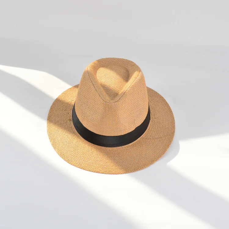 2022 Natural Men Women Floppy Sun Cap Summer Uv Protection Fedora Beach Hat Wide Brim Panama Straw Hat