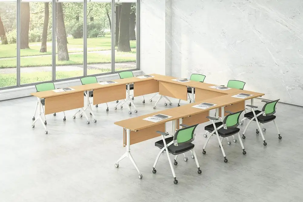 Movable folding training table for office training center furniture