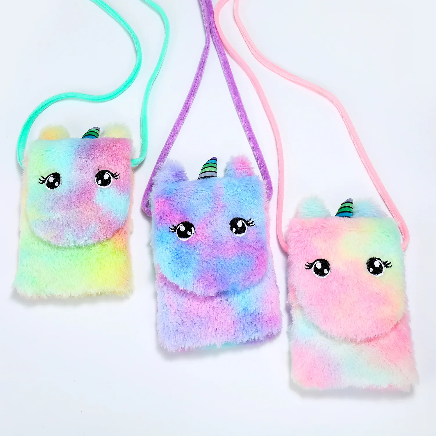 2023 Cute Girls Coin Purse Mobile Phone Kids Baby Crossbody Bag Cartoon Unicorn Plush Shoulder Bag