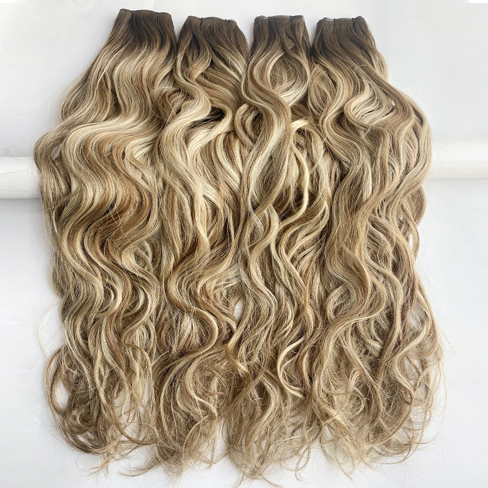 HaiYi Hair  Thin Invisible Double Drawn cuticle aligned  Genius Weft Hair Extensions  wavy Genius Weft European Hair