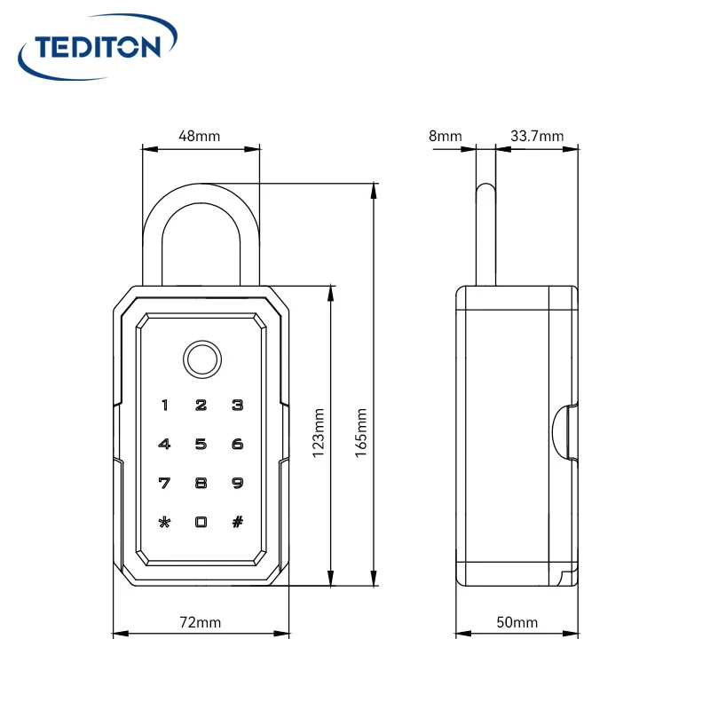 Tediton Waterproof Safe Ttlock Code Combination Storage Smart Key Box for House Key Storage
