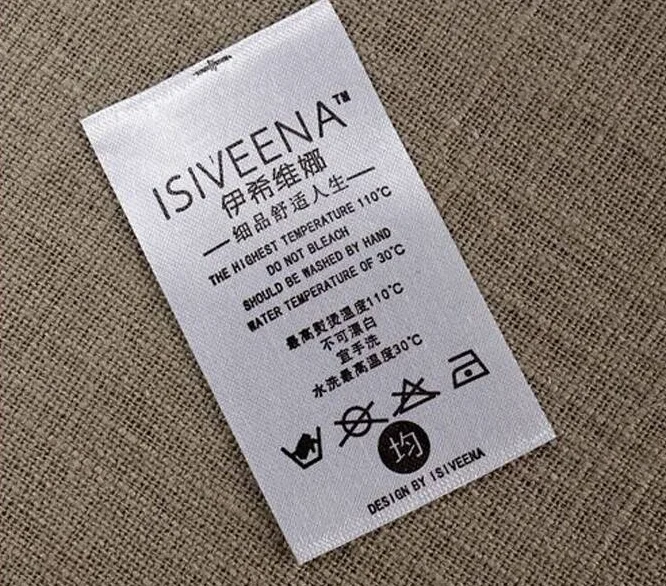 Custom Polyester Satin Fabric Printed Labels Multiple Colors Clothing Labels