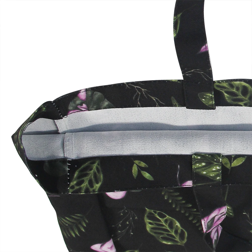 Eco friendly Floral pattern tote shoulder bag reusable Large capacity foldable grocery bags Ladies shopping mall bags