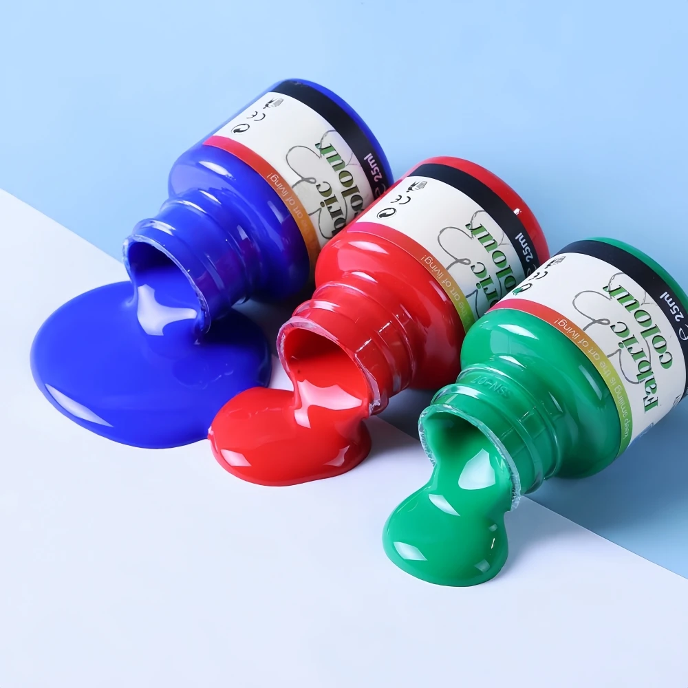 Keep Smiling 12 Color 25ml Non-Toxic Artist Painting Fabric Permanent Paint Set for Clothes Painting