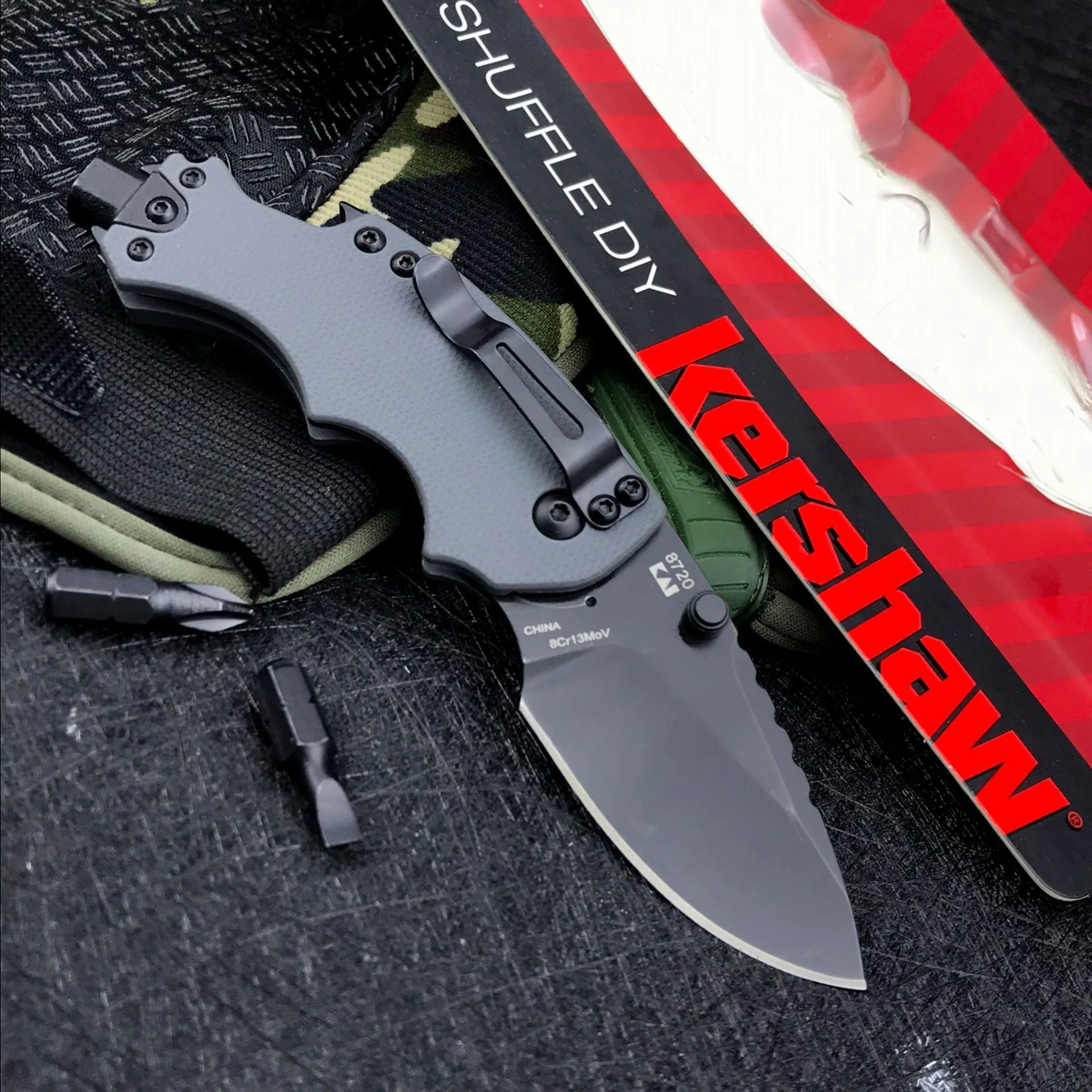 Kershaw 8720 Outdoor camping survival multipurpose bike folding knife with screw bottle opener
