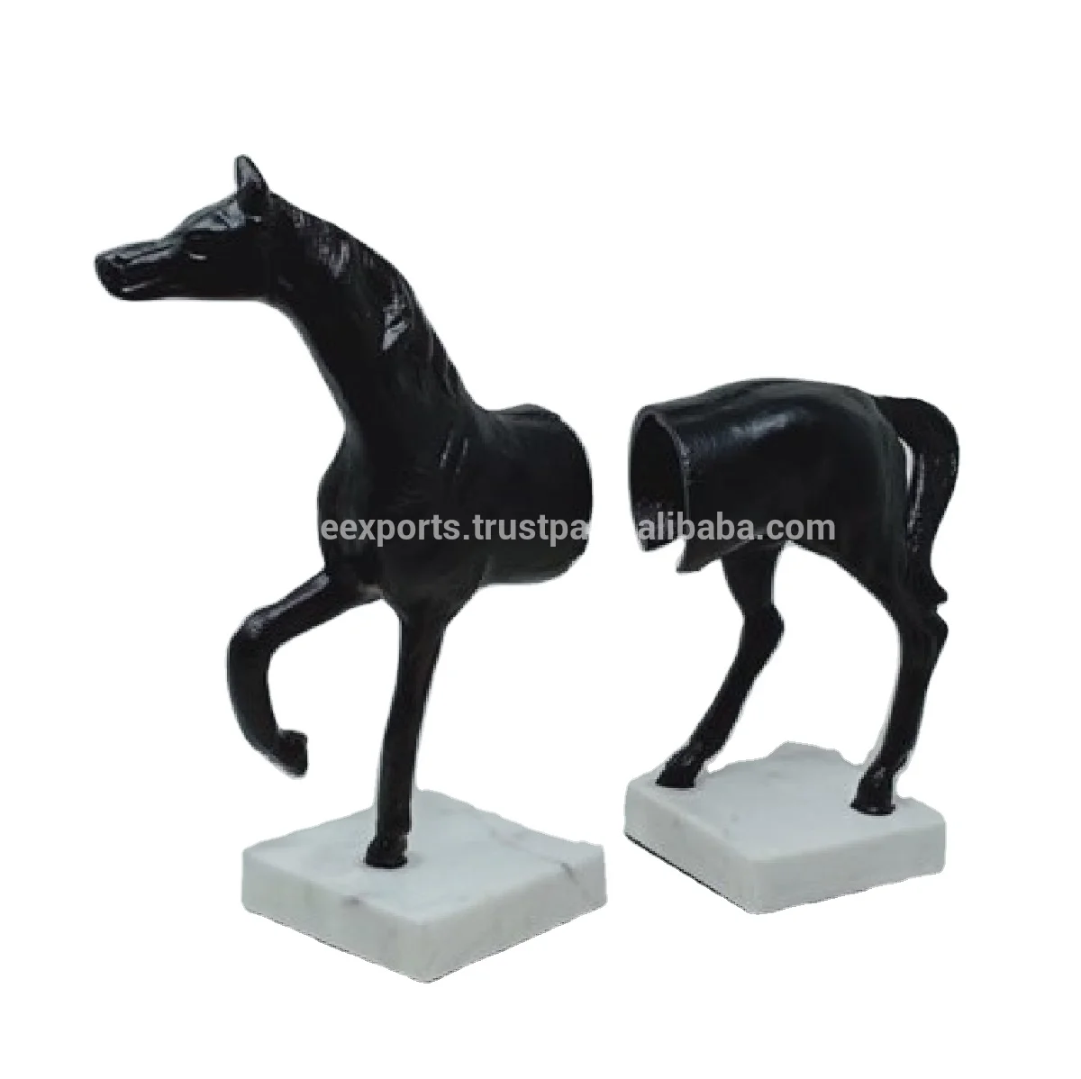 Modern Black Metal Horse Animal White Marble Base Bookend scandinavian bookend european bookend