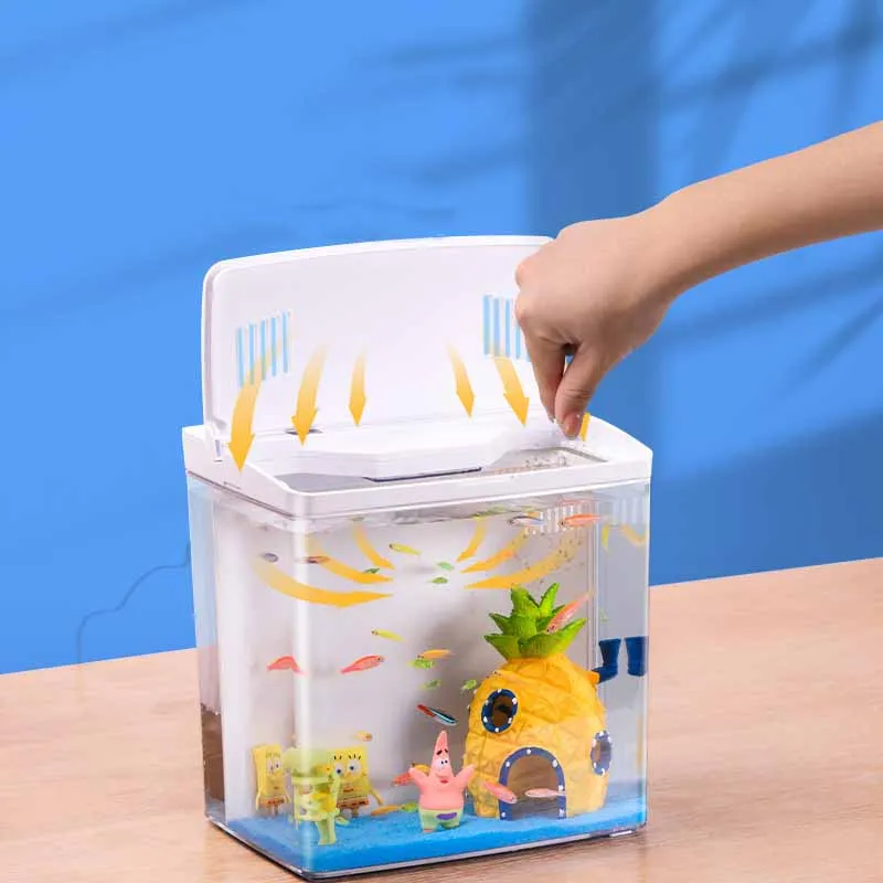 Mini Fish Tank Aquarium Tropical Freshwater Acrylic Low Noise Led Light Filterable Fish Tank Aquarium
