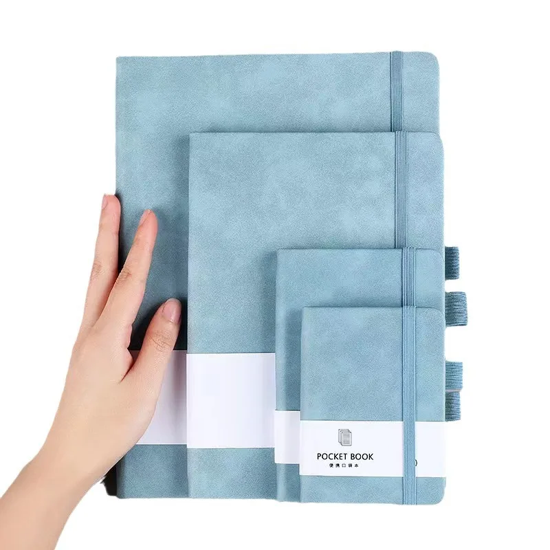 A7 A6 Small Portable Notebook Black Leather Cover NoteBook With Pen Holder