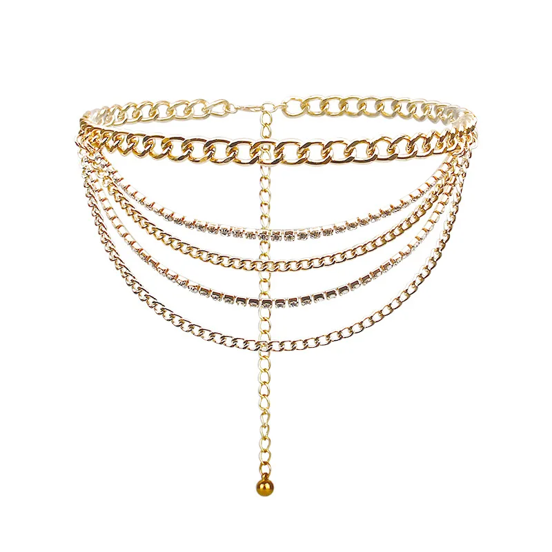 Wholesale Hot selling pants chain multi-layer chain gold fashion jeans punk street shooting accessories waist chain women