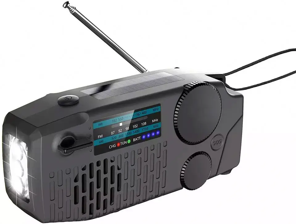 Wholesale price 2024 Dynamo Crank Flashlight Radio Led Flashlight Self Powered Radio With Hand Crank Phone Charger