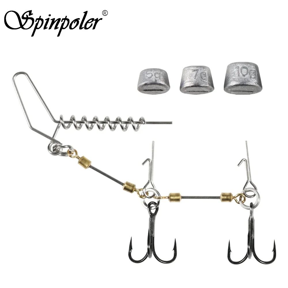 Spinpoler Pike Stinger Rig Fishing Lure Treble Hooks Wire Trace Shallow Cork Screw Spikes Soft Lure Perch Zander Saltwater