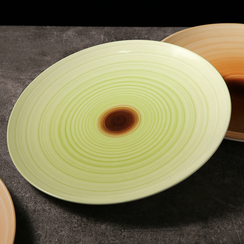 WEIYE Mexican spiricle ceramic dinnerware round plate sets custom color porcelain plates for restaurant