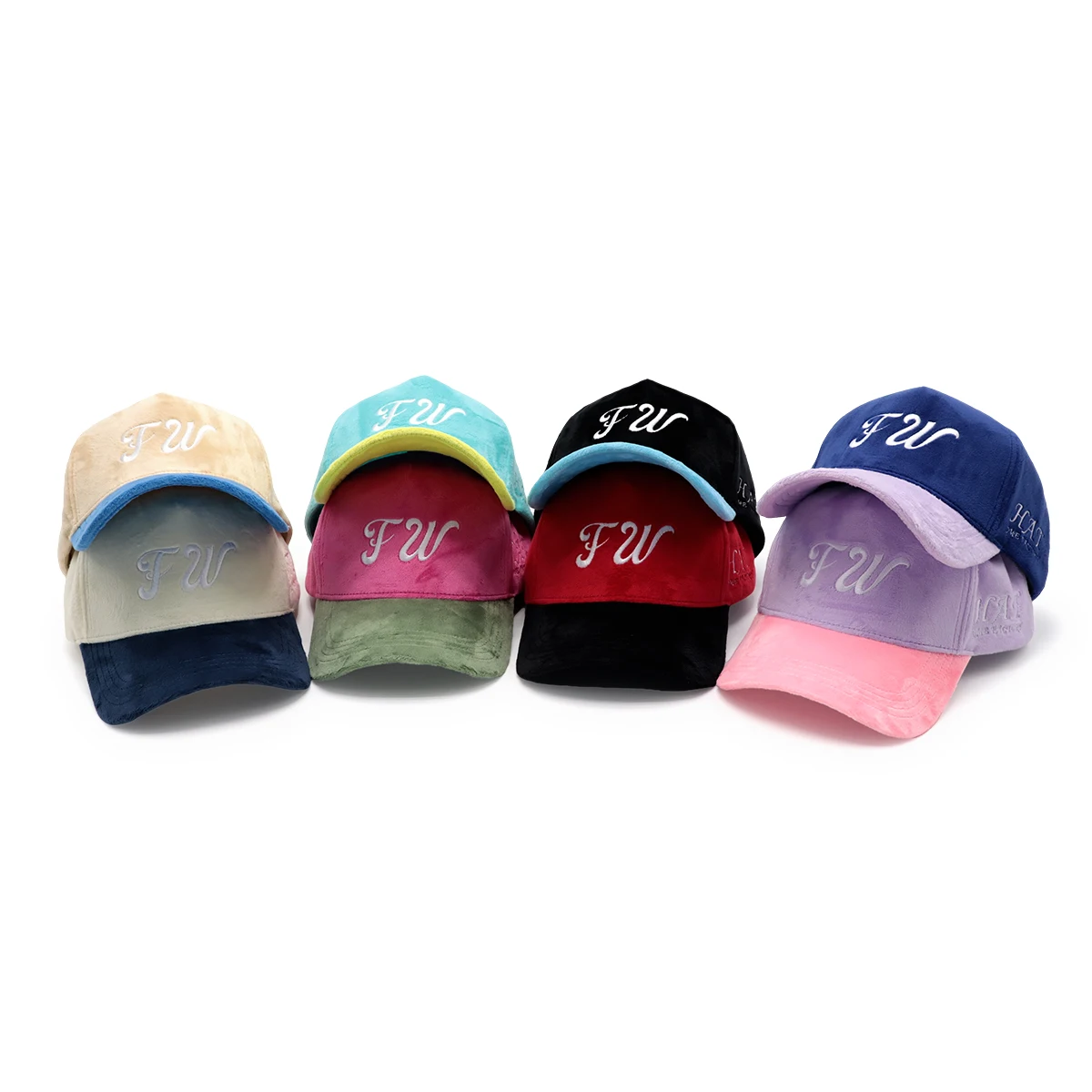 vintage two tone color embroidery logo hat custom velvet baseball caps