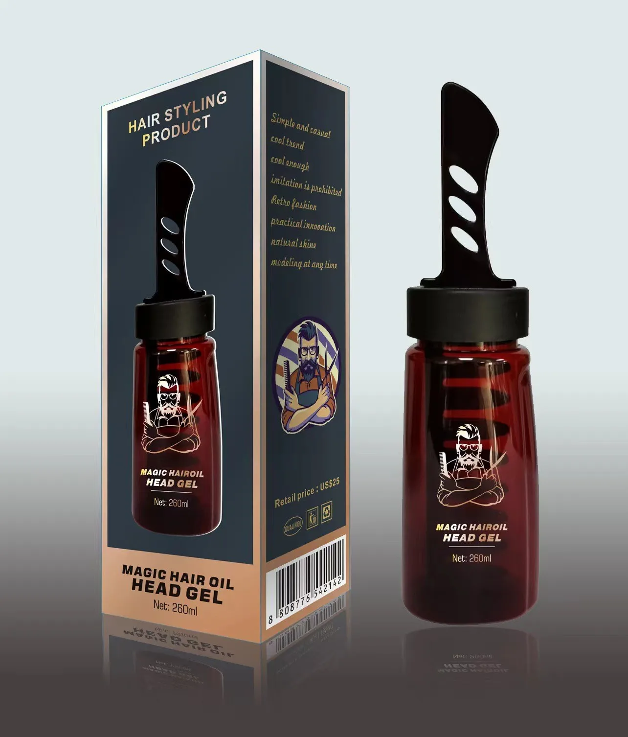 Private Label Hair Styling Gel For Men Fast Lasting With Comb Powerful Hair Oil Head Hair Wax