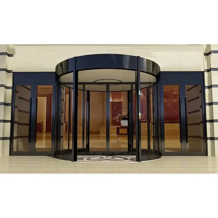Professional Large Rotating Glass Door Inductive Sensor Revolution Aluminum Automatic Revolving Door