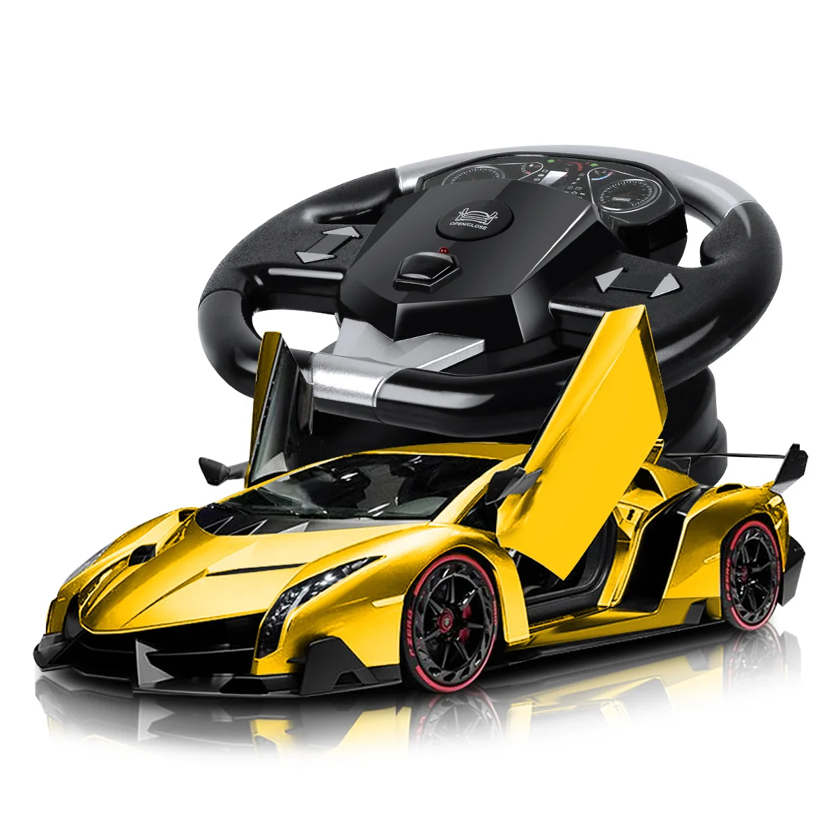 Remote control car toy rechargeable drift gravity induction simulation large steering wheel one button door opening toy car