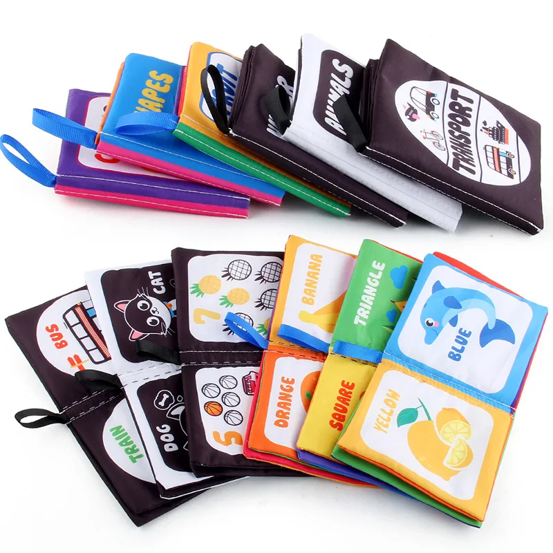 Recycle Custom early education toy English palm book snap finger tear baby cloth books for kids