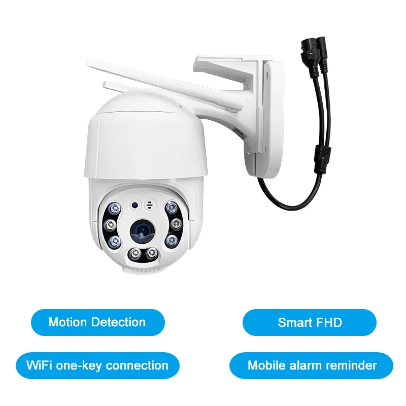 Outdoor P2P Two Way Audio Wireless Outdoor Cctv 1080P Dome Wifi PTZ POE IP Camera