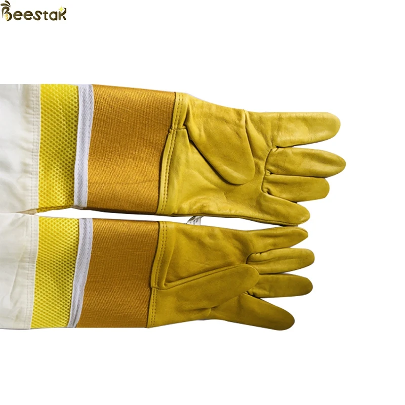 Goatskin Bee Glove Thick Leather Wrist Protector Bee Keeping Gloves long cuff for Beekeeping Supplier