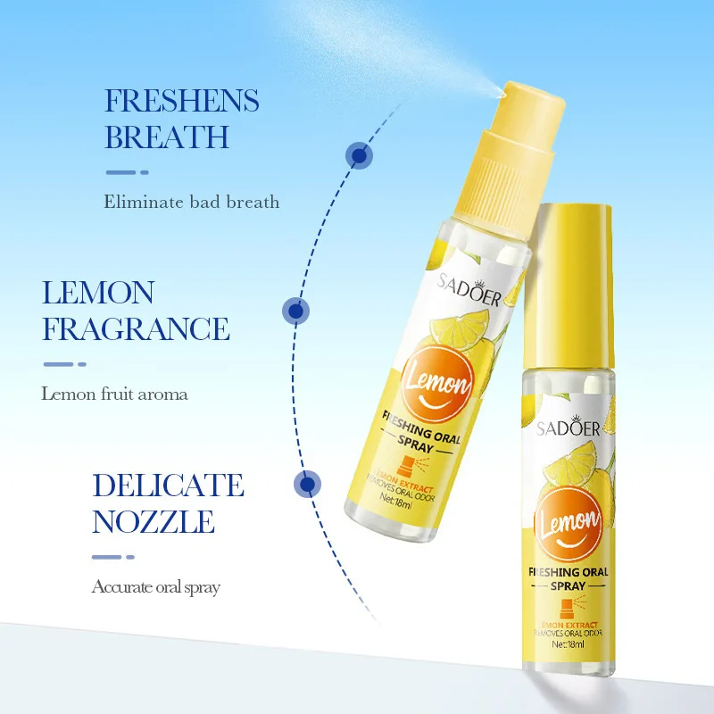 SADOER Lemon peach mint Freshener to remove bad Breath Oral Spray for Men and Women Long-lasting portable oral Spray