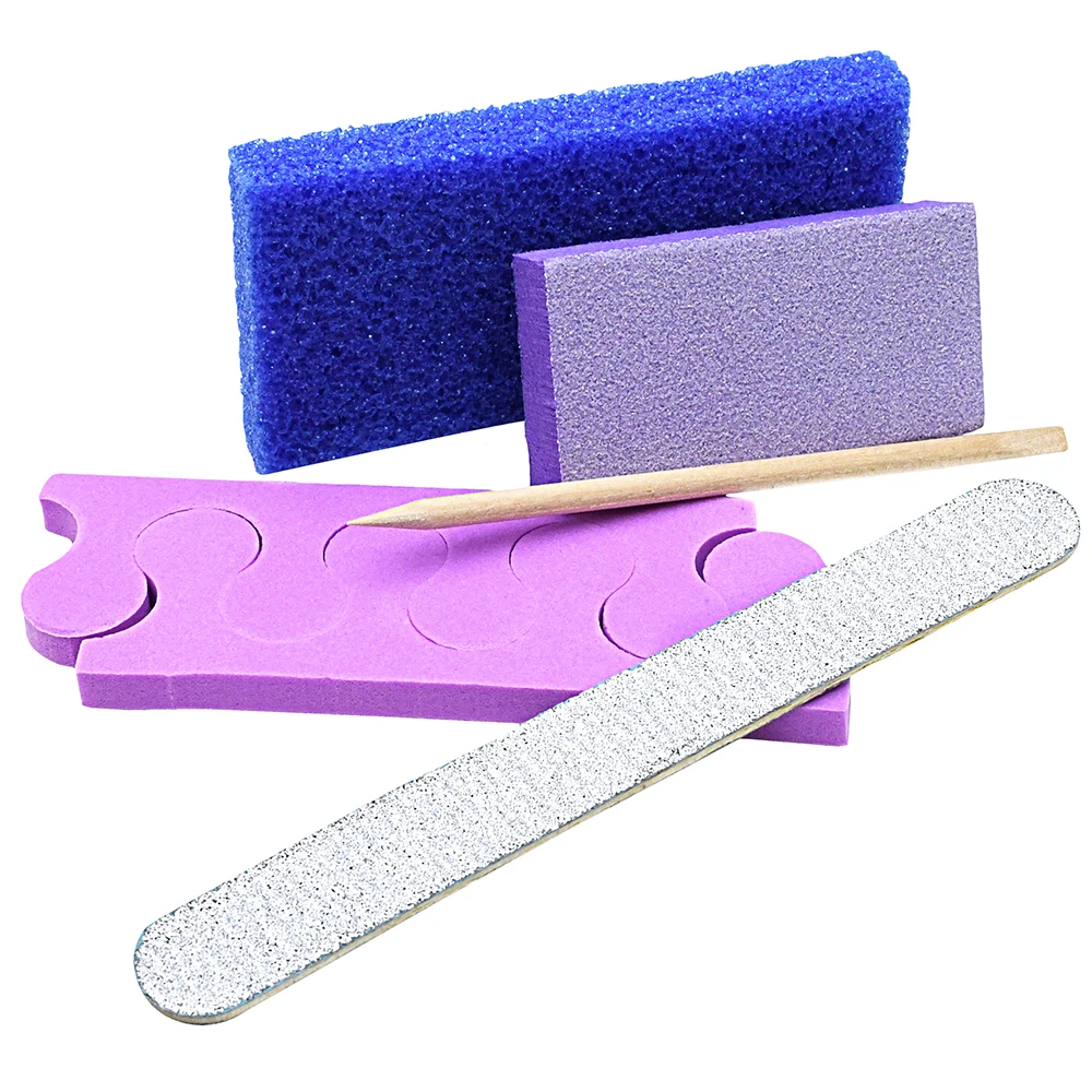 USA Free Shipping 200 Sets/Case 5Pcs Professional Nail Tool Disposable 5 In 1 Manicure Pedicure Kit Set