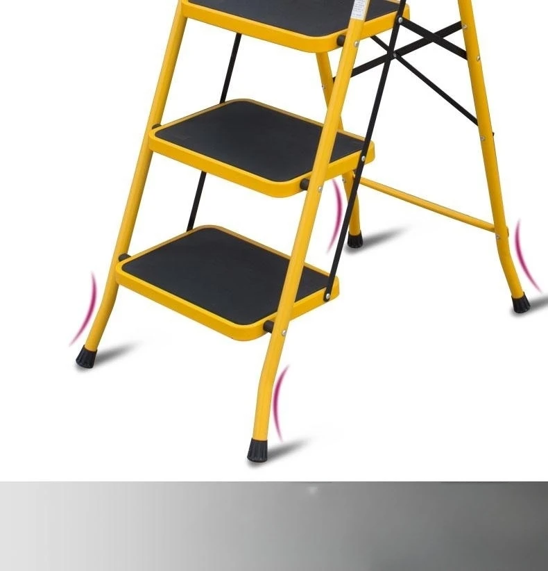 Powder coated 4 steps safety steel ladder with handrail