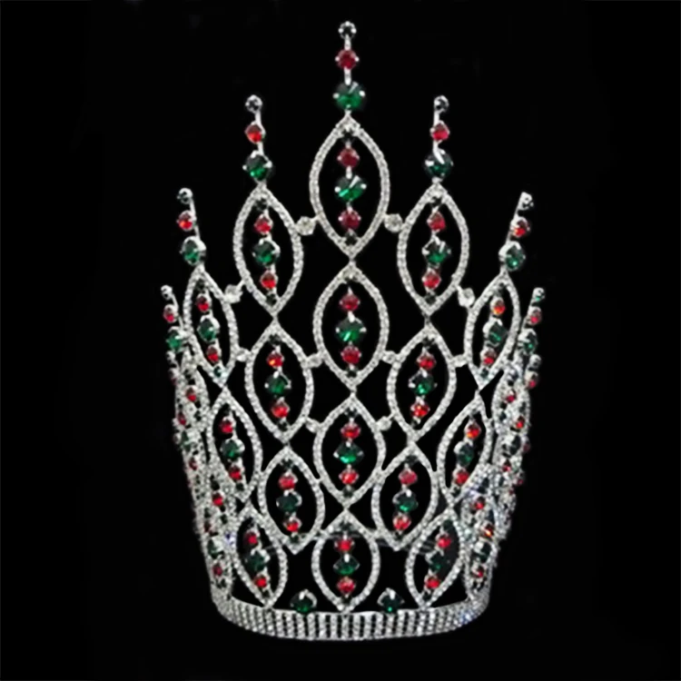 Wholesale customized Beauty Queen Large Tiaras Themed Rhinestone Big Crowns Christmas Pageant Crown