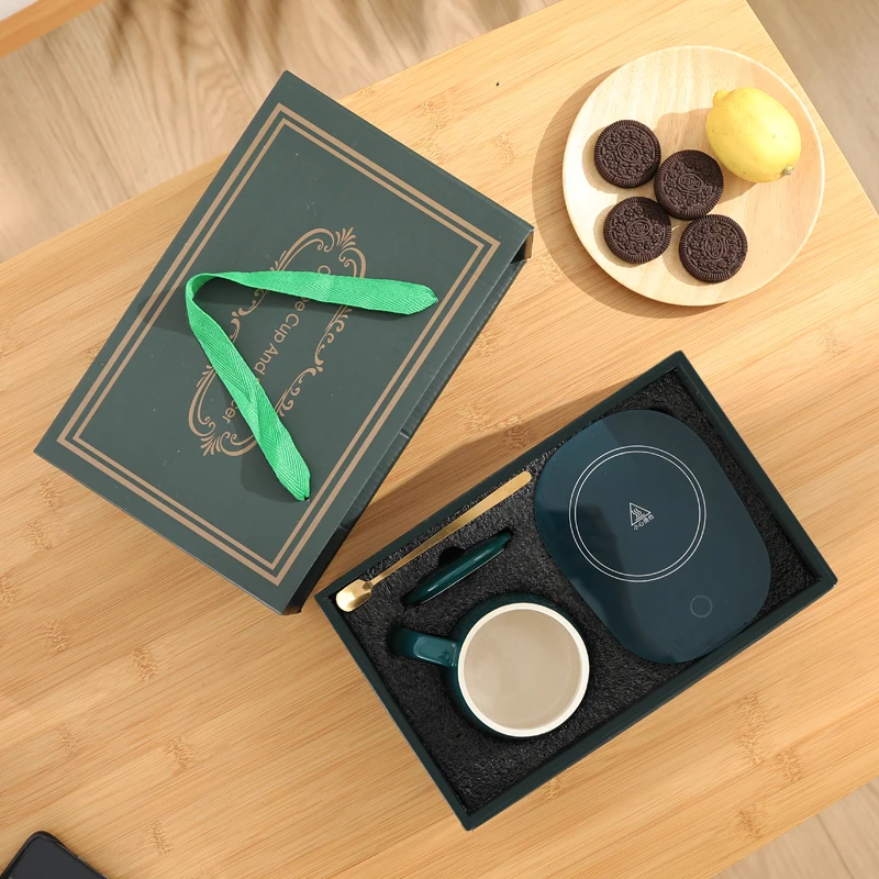 Electric 55 Degrees Constant Temperature Heated Coffee Cup Mug Warmer with Coaster for Gift Set