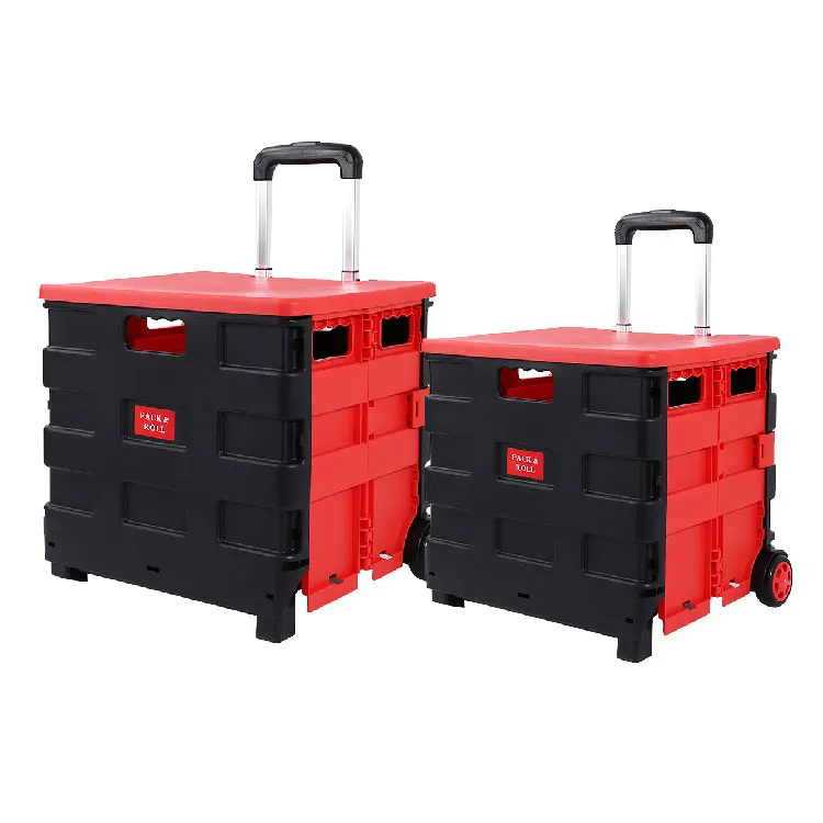 Wholesale Wheel Plastic Supermarket Foldable Shopping Cart