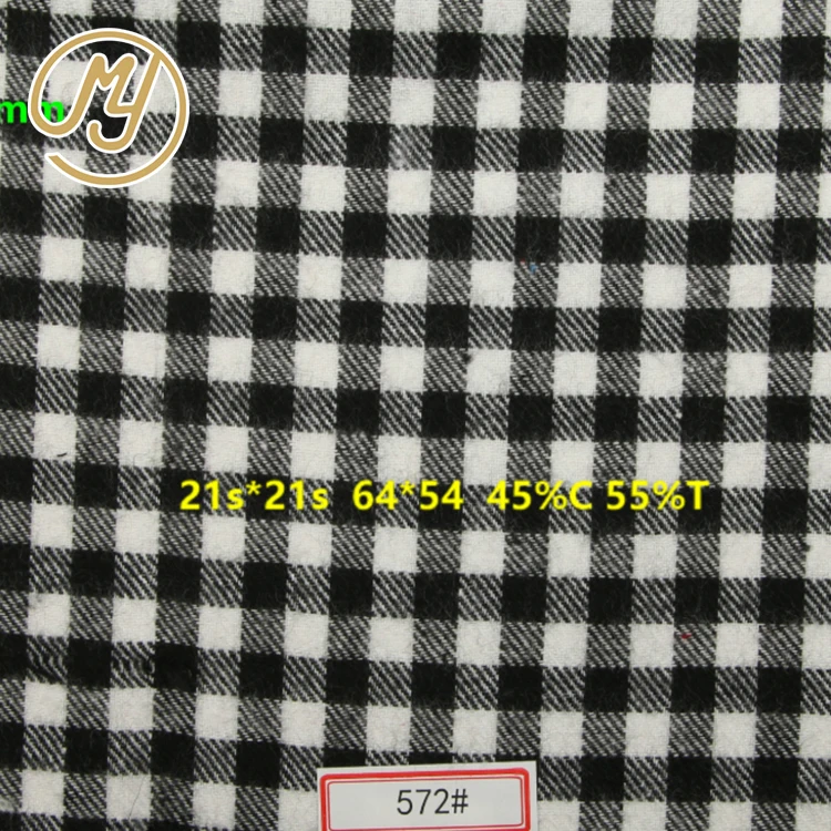 
New style 21S comfortable soft white black woven poly cotton flannel plaid fabric 