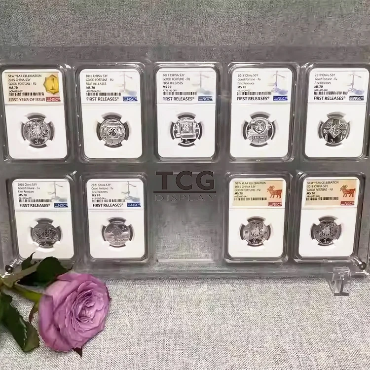 TCG Hot Sales Acrylic Aluminum Card Case Graded Coin Ngc Graded Sports Card Display Storage Box Hard Case For Trading Coins
