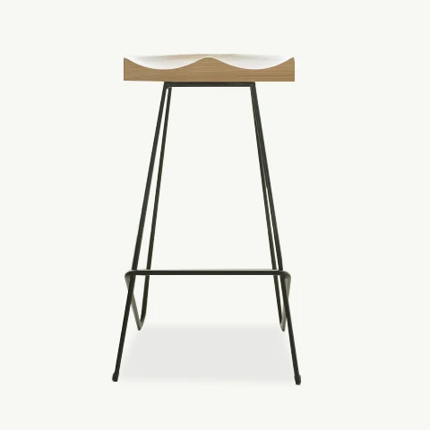 Design wrought iron solid wood seat stackable restaurant metal bar chair high stool