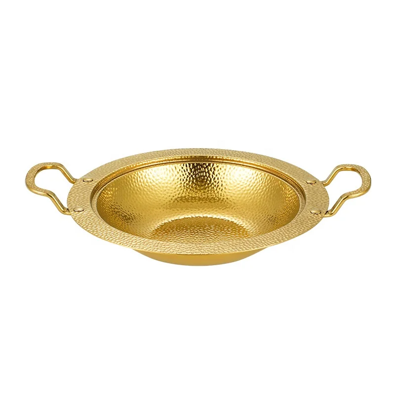 Hot Selling Stainless Steel Spanish Frying Pans Non Stick Gold Seafood Paella Pan
