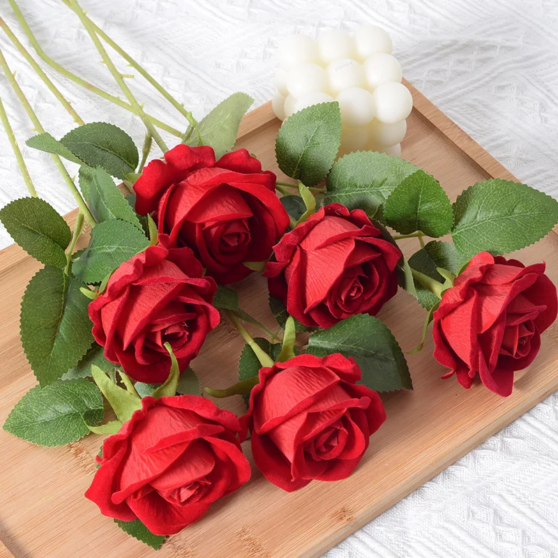 Real Touch Artificial Silk Roses Pink Red Roses with Stems Artificial Flowers for Arrangement Wedding Party Home Decoration