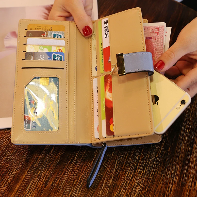 GS447 Wholesale Fashion Ladies Card Holder Leather Large Capacity Long Woman Wallets