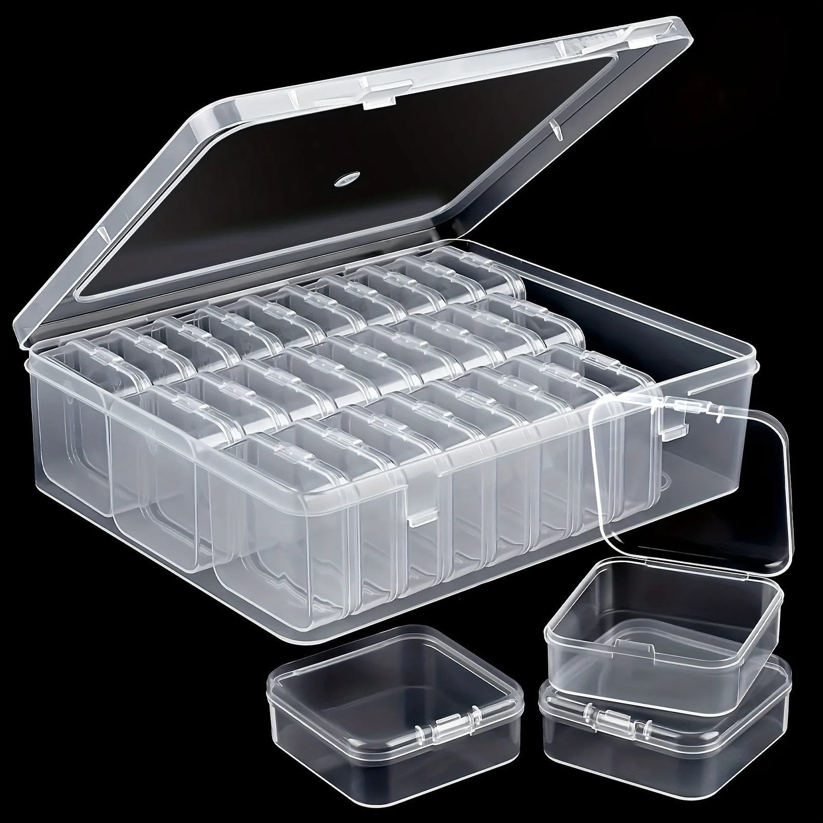 Small Bead Organizers and Storage Plastic Cases Mini Clear Bead Storage Containers Boxes with Hinged Lid