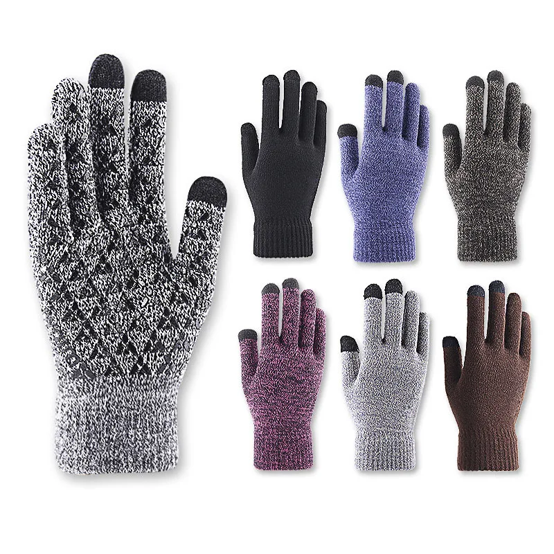 Knitted Gloves High Quality Men Touch Screen Gloves Winter Warm Acrylic Gloves Mittens Cheap Wholesale Winter for Men Adults YT