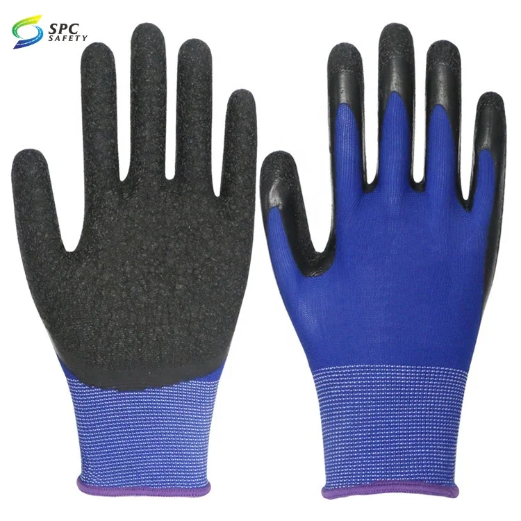 Hotsale wildly used Black latex coating dipped hand safety 13 gauge Red polyester string knitted work gloves