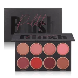 8 Colors Blush Palette Matte Mineral Blush Powder Bright Shimmer Face Blush Contour and Highlight Professional Facial Beauty