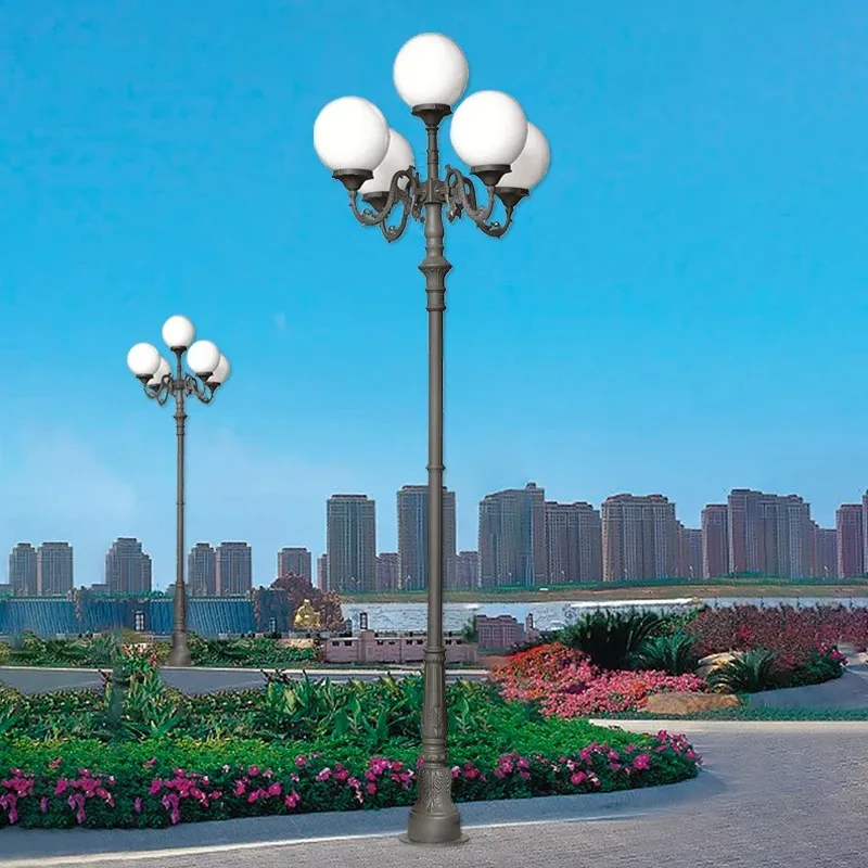 Spherical 3-meter-3.5-meter-high courtyard light emitting diode landscape lamp pole decoration garden modern landscape lighting