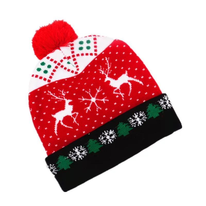 Christmas decoration children adult colorful luminous knitted Christmas hat