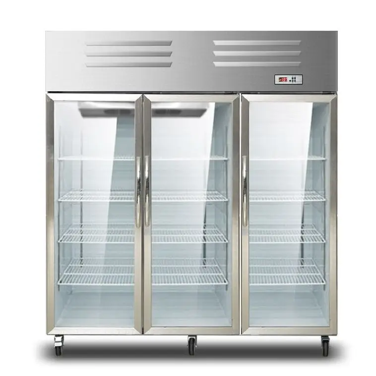 Luxury 3 Glass Door Commercial Supermarket Air-cooling Display Refrigerator Display Freezers