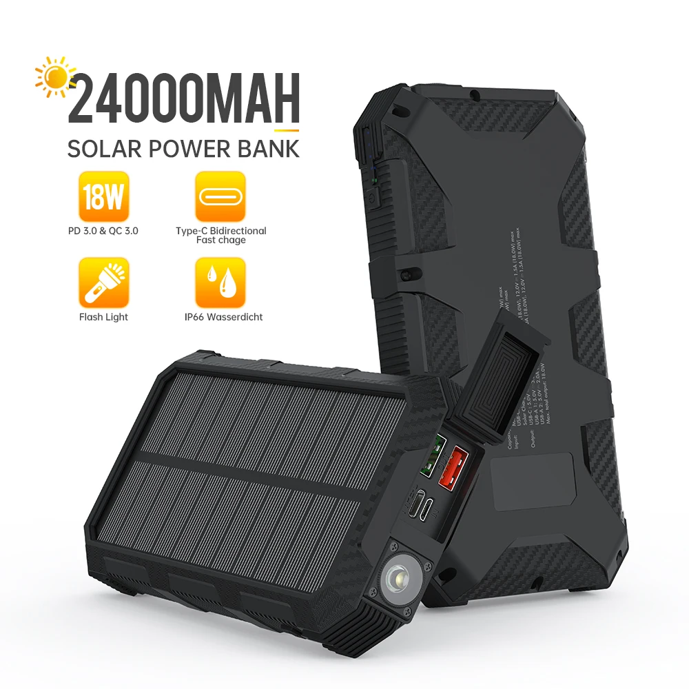 Customize top portable small USB mobile iphone charger waterproof solar power bank & power station with compass camping light