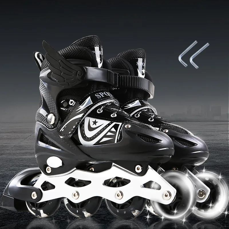 hot Adjustable rollerskates roller inline scating skiting shoes patine quad flashing roller skates for kid
