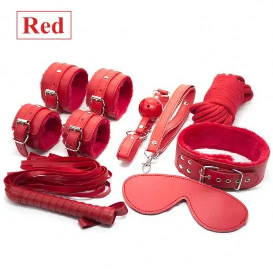4 colours Erotic Toys 7pcs Sex Bondage Kit Slave Game bdsm Fetish Plush Bondage Set
