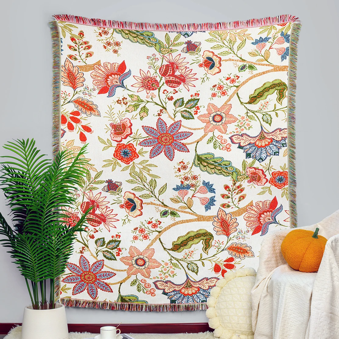 Custom Jacquard Woven Blanket Bohemian Tapestry with Animal and Cartoon Patterns for Room Cover Wholesale