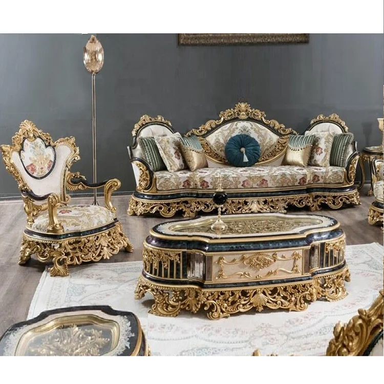 Classical luxury living room turkish sofa set Factory supply antique turkish carving sofa furniture