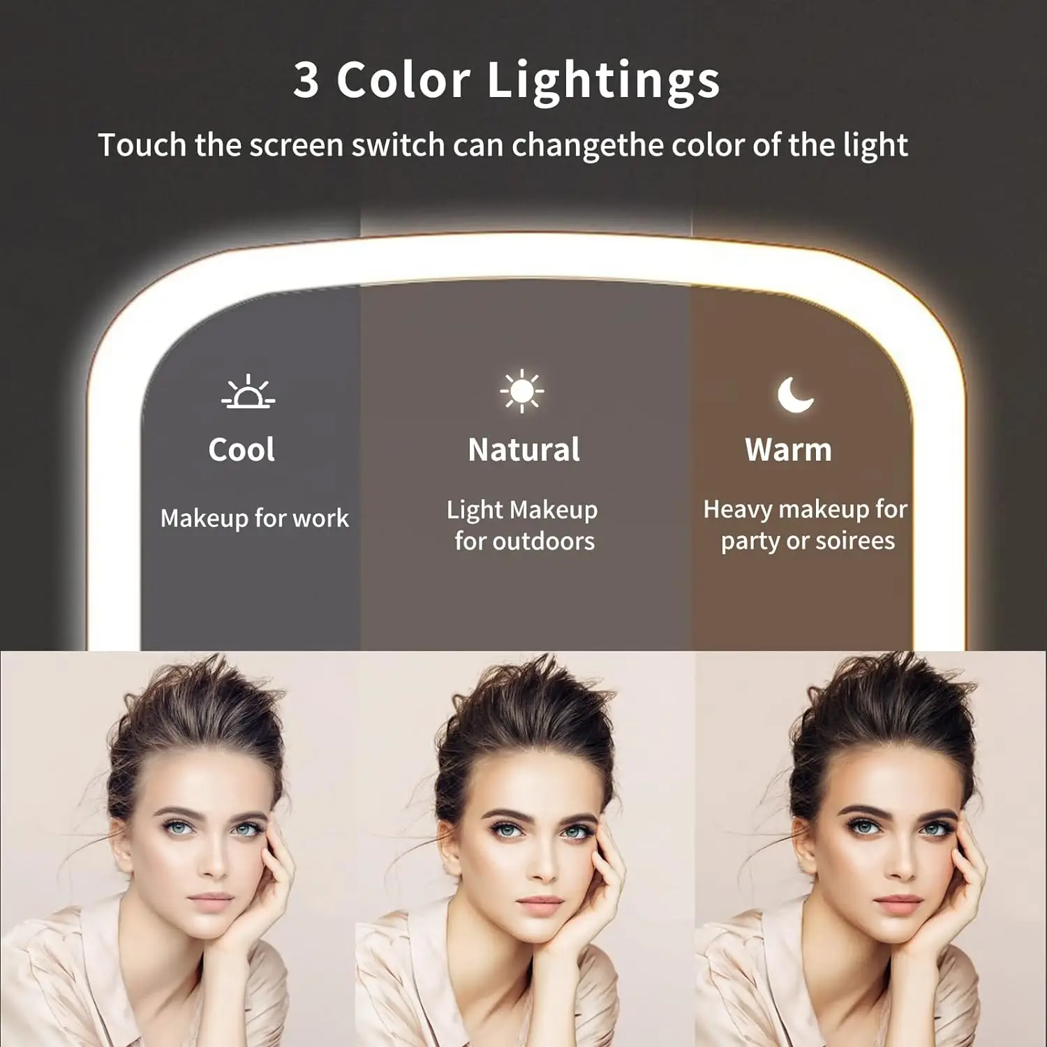 Jordan&Judy Household Store on Sale Best Selling Rechargeable Three Colors Light Makeup Stand Mirror