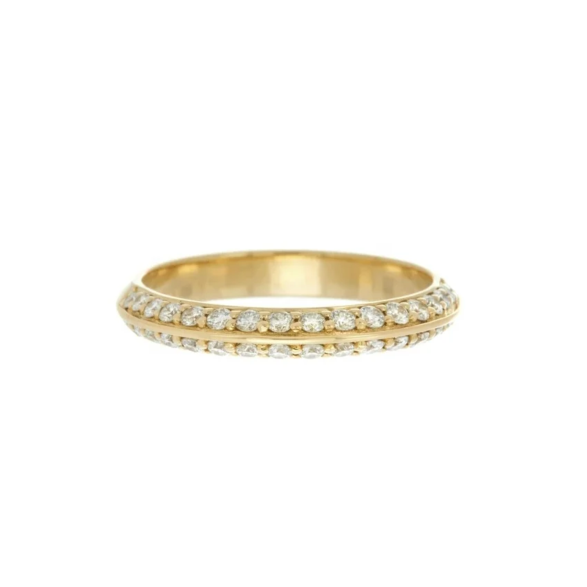 LOZRUNVE Fashion 18k Gold Jewelry Women Pave Knife Edge Ring Gold